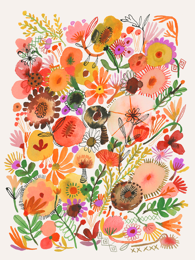 Flowers and mushrooms by Carolyn Gavin