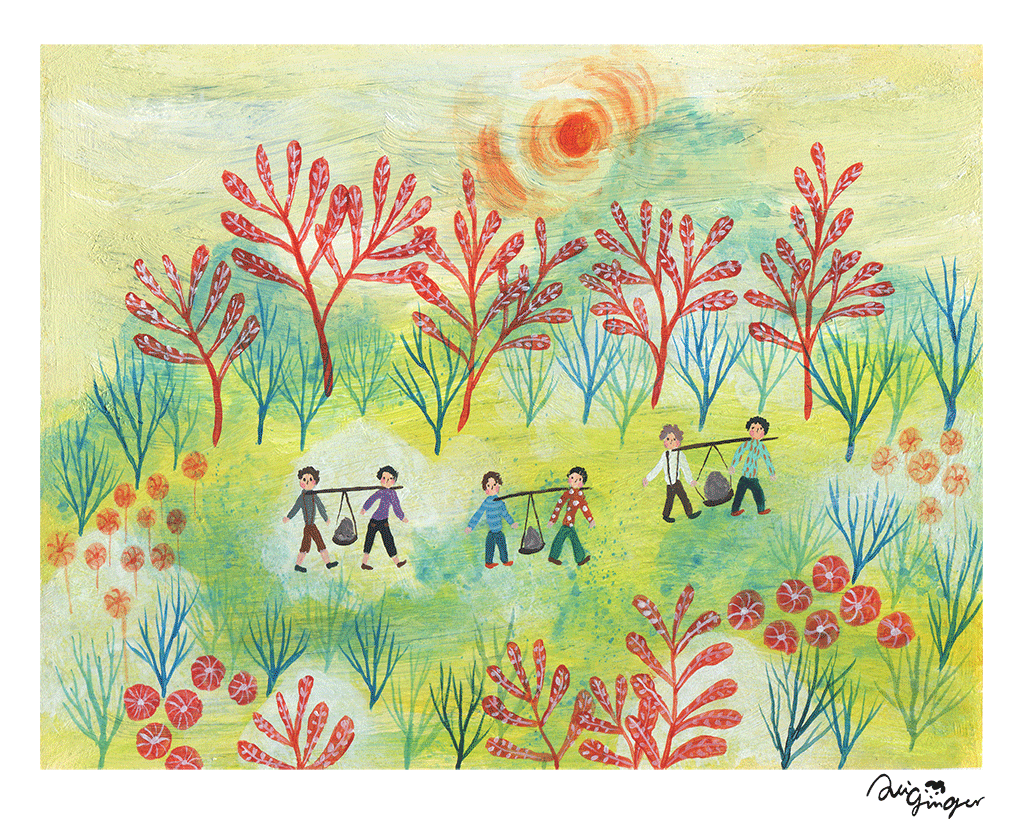 Carrying pole in the sunny summer by Ali Ginger